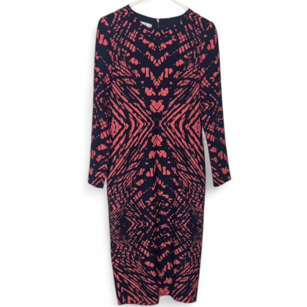 Maggy London Navy Pink Geometric Bodycon Sheath Dress Size 4